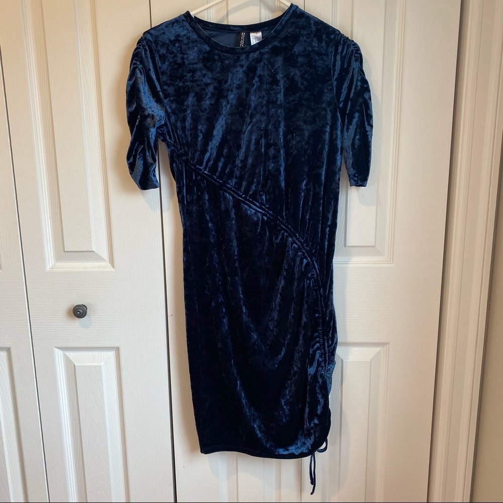 H&M Blue Velvet Dress